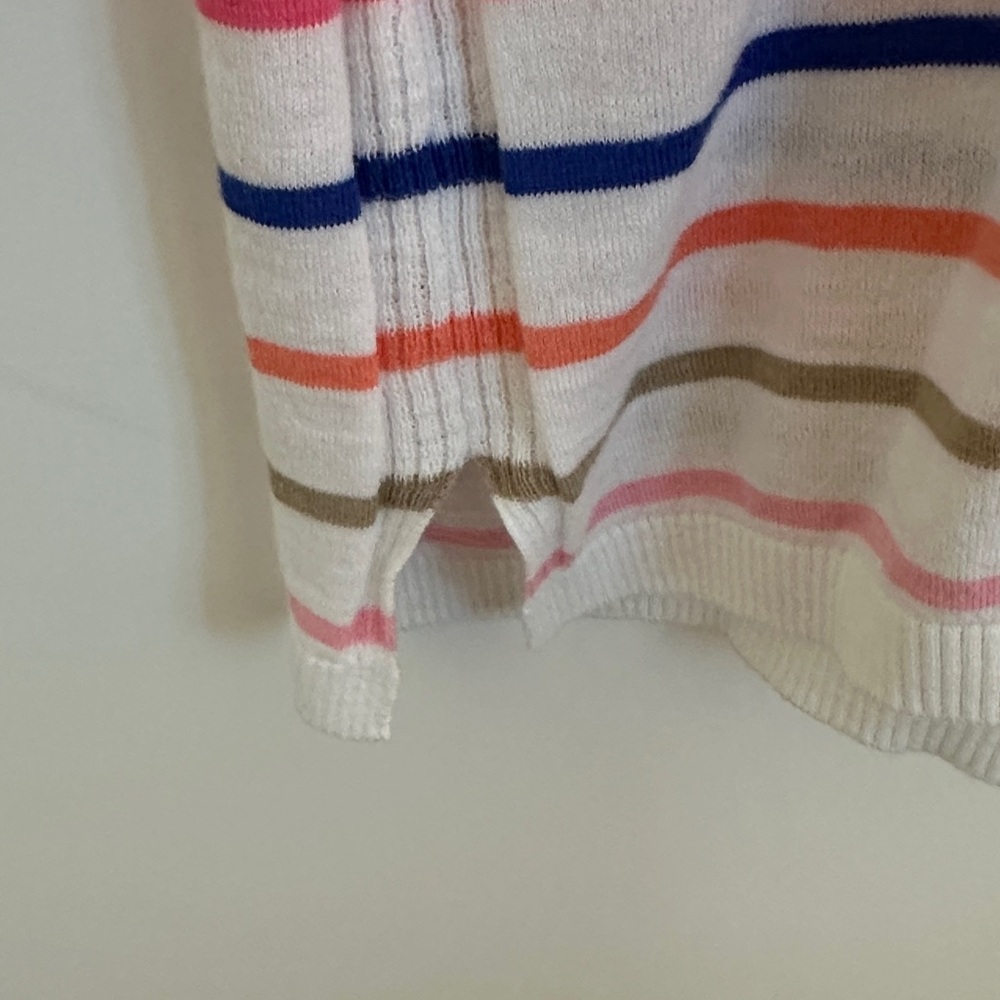 Talbots Multicolor Striped Knit V-neck Cotton Sweater Drop Sleeve Size Medium - Picture 7 of 8